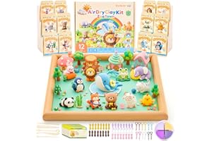 Shuttle Art Air Dry Clay for Kids - Zoo Town, 55 PCS Modeling Clay Kit with Sculpting Tools and Tutorials, Safe & Non-Sticky,