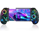 Mobile Game Controller for iPhone/Android Handheld Gaming, Wireless Phone Gaming Controllers with (Programmable) /Hall Effect Joysticks &amp; Analog Triggers/Adjustable Turbo (Black with Watercolor Pattern Lights)
