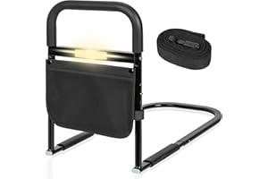 Bed Rails for Elderly Adults with Motion Light, Assist Safety for Seniors with Storage Pocket & Non-Slip Handle, Bed Rails Be