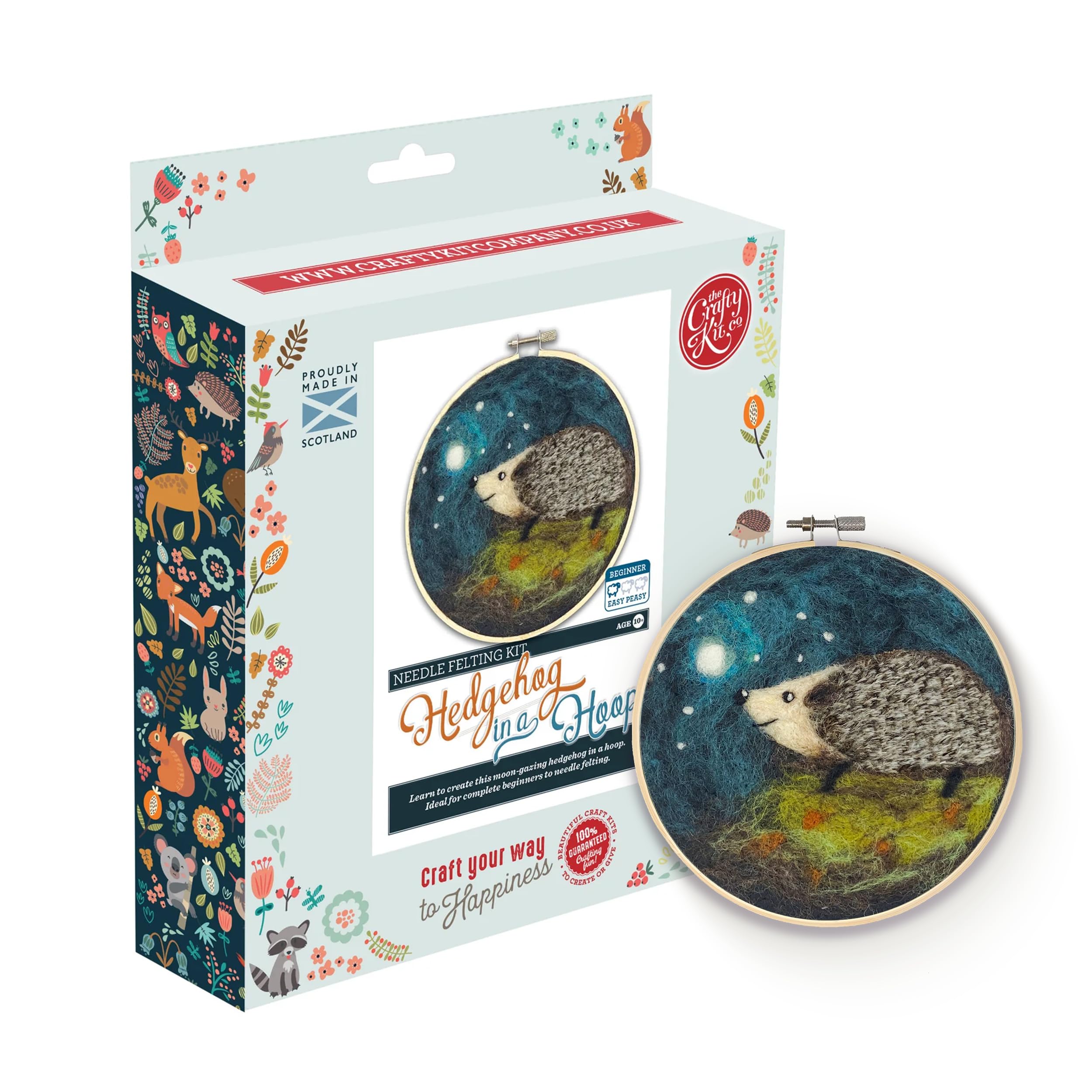 The Crafty Kit Company Needle Felting Craft Kit - Hedgehog in a Hoop | 100% Corriedale Wool DIY Felt Craft Kit – Handmade Gift for Adults, Teens & Beginners | Age 10+ — image 1