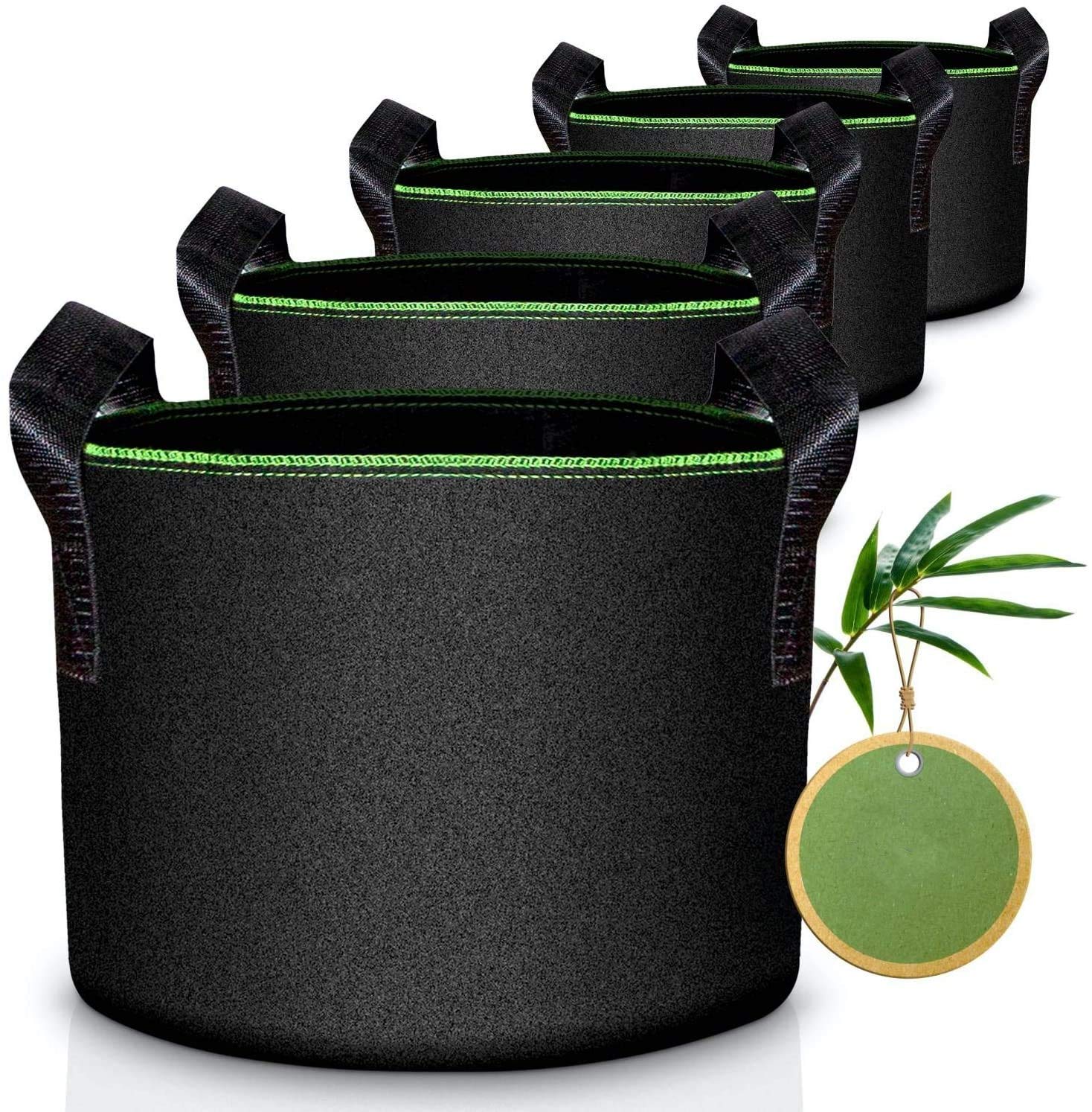 ProLeo 5 x Potato Plant Bag Non-Woven Fabric Tomato Plant Bag 20 L Potato Bag with Carrying Handles for Potatoes, Tomatoes and Strawberries