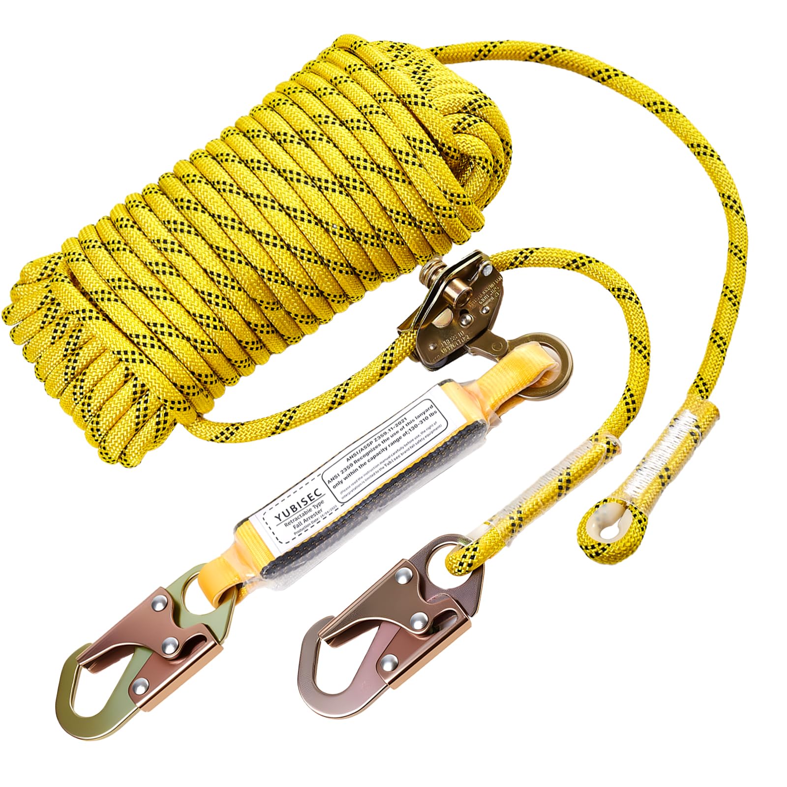 Yubisec Rope Harness Safety Lanyard 25FT, Vertical Lifeline Assembly ...