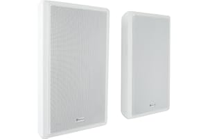 Pair Rockville Rock Slim 70W White 5.25" 70V Commercial Restaurant Wall Speakers