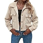 Zontroldy Womens Fashion Cropped Corduroy Plaid Shacket Jacket Button Down Long Sleeve Crop Shirts Jackets Tops