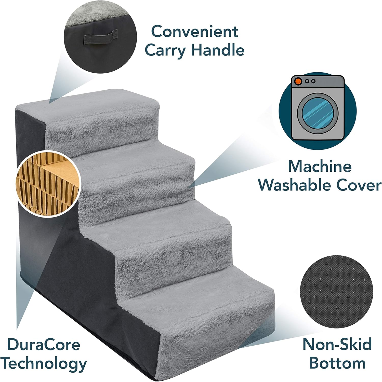 Dog and Cat Steps by Cozy Pet | Machine Washable Cover with Non Skid Bottom : Pet Supplies