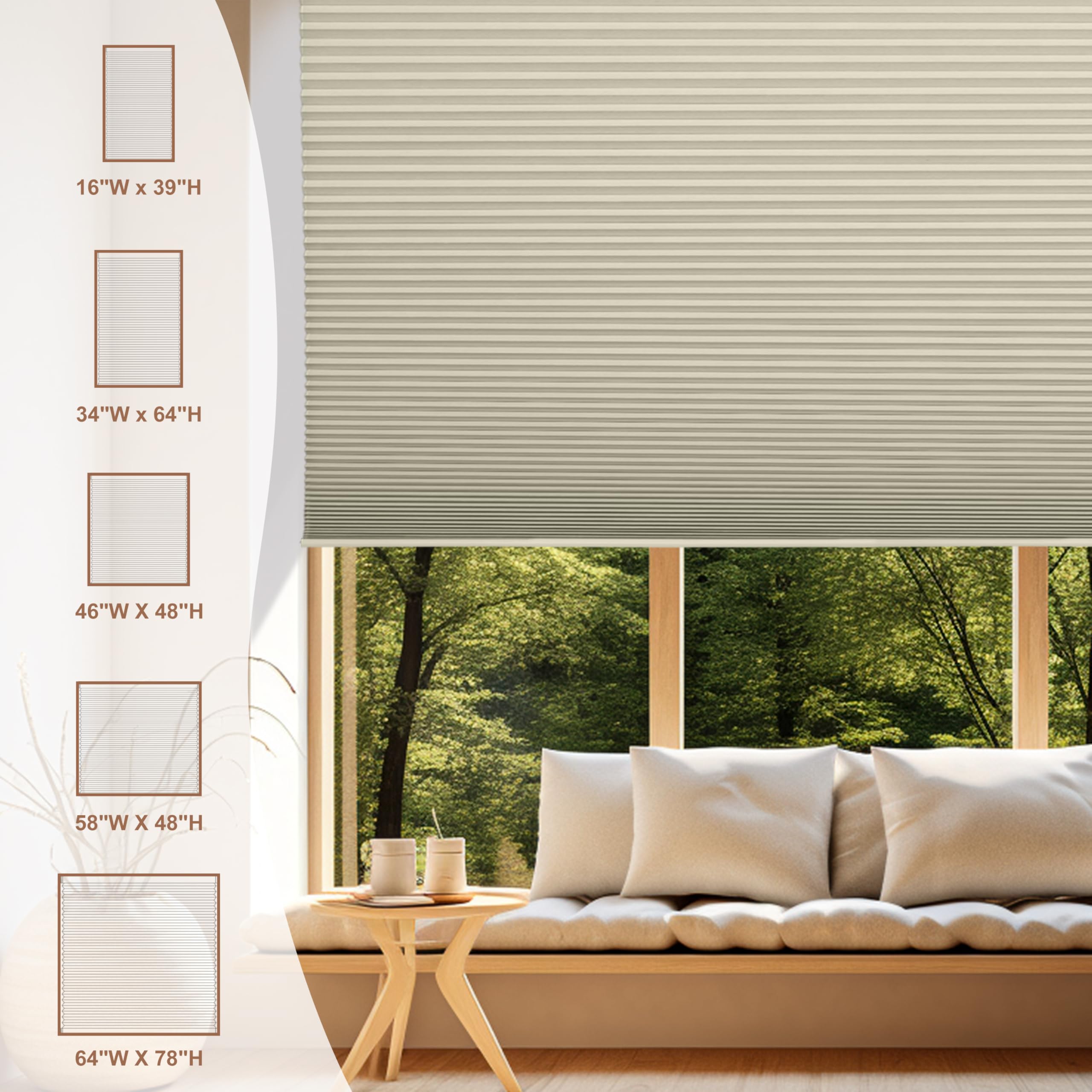 Boolegon Blackout Cellular Shades Cordless Pull