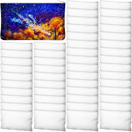 Frienda 50 Pcs Sublimation Blank Canvas Makeup Bags Bulk DIY Heat