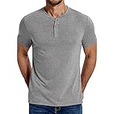 COOFANDY Men's Henley Shirts Cotton Short Sleeve Casual T-Shirt Button Henley Basic Tee Lightweight Summer Top
