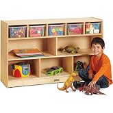 Jonti-Craft 07170JC Low Combo Mobile Storage Unit with Clear Bins, Beige