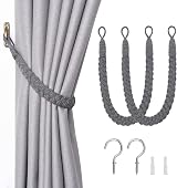 Pretty Jolly 2 Pack Natural Cotton Rope Curtain Tiebacks Dark Grey view 1