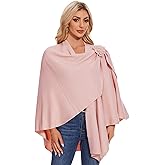 PULI Womens Elegant Cross Front Shawl Wraps Floral Wraps Soft Ponchos Cape Warm Travel Shawls