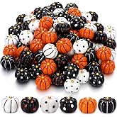Kathfly 80 Pcs Halloween Mini Resin Pumpkin Figurine Decoration | Tiny Artificial Figurines for Vase Filler, Table Centerpiece Decorations, DIY Miniature Craft, Kitchen Autumn Decor