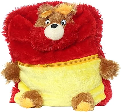 Bagaholics Cute Teddy School Bag Soft Plush Toy School Backpack for Kids (Red)
