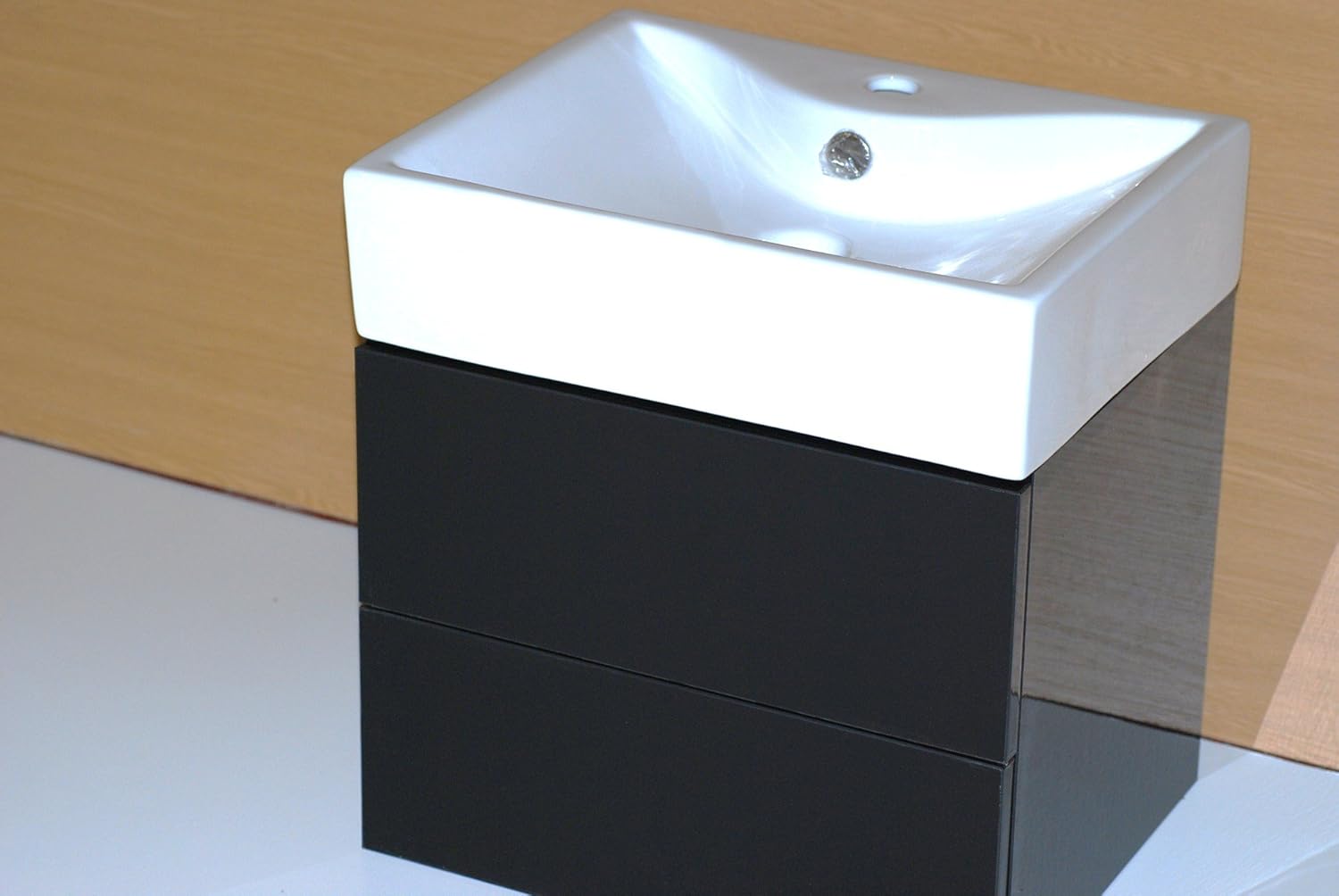 500mm Black Gloss Vanity Unit Ceramic Basin 2 Blum Drawers