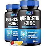 (2 Pack) Quercetin 500mg with Zinc - Immune System Booster, Lung Support Supplement for Adults Kids - Immunity Defense (120 C