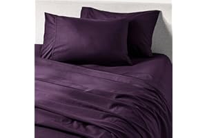 PeachSkinSheets Eggplant Sheet Set - 1500tc Level of Softness - Extra Soft Cooling Sheets for Hot Sleepers and Night Sweats - Split Head King Size (36" Split)