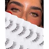 Jiocolor Natural Lashes Wispy False Eyelashes Clear Band Fake Eyelashes | Short False Lashes Natural Look Clear Band Fake Eyelashes Strip Eye Lashes 3D288