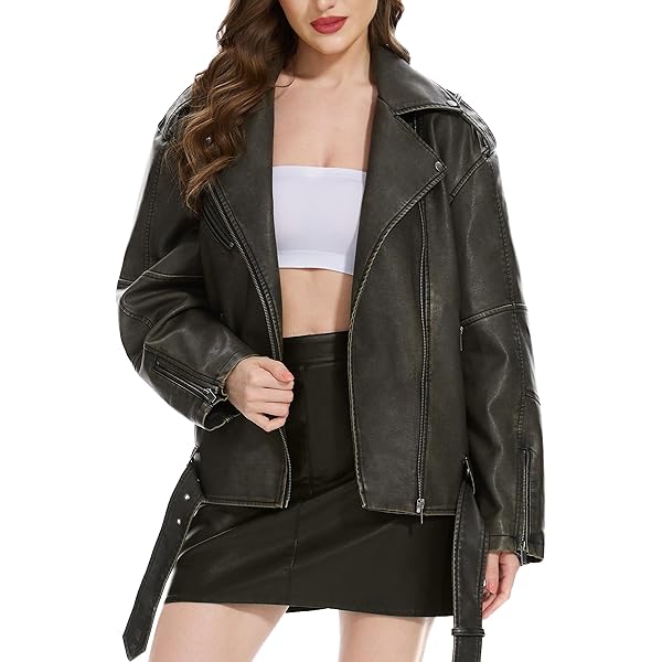 Flixxo Y2K Faux Leather Jacket Women Dark Academia Oversized