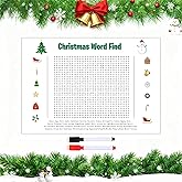 VYWmna Jumbo Christmas Word Search Poster,Giant 36"X24" Wall Game with 50 Words for Family Holiday Party Activity,Fun Word Find Decor for Christmas Party