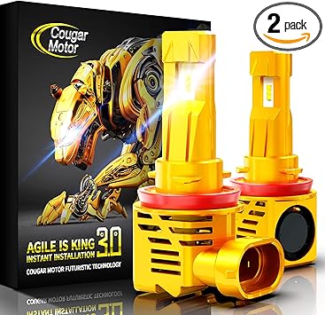 cougar motor inalambrico h11 h8 h9 bombilla led 6500k slim all in one kit de conversion blanco frio diseno compacto reemplazo luz de niebla baja