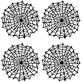Halloween Spider Web Placemats, Heat Insulation Hollow Out Spider Web Table Mats for Dining Table Holiday Decoration (4, Black, 13Inch)