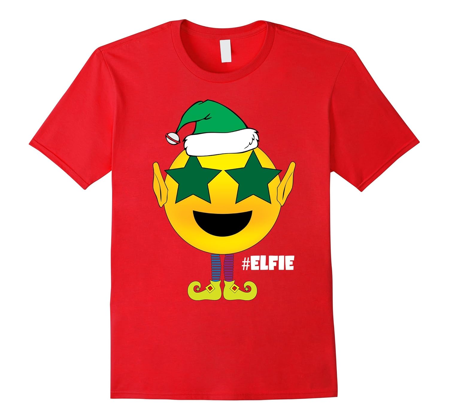 Family Christmas Shirt Emoji Star Eyes Elfie Elf Matching-Rose