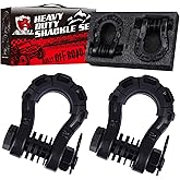 AMBULL Shackles Upgrade 3/4" D Ring Shackle (2 Pack) 70,000 lbs Break Strength with 7/8" Pin, Isolator and Washer Kits for Use with Tow Strap, Winch, Off-Road Truck Vehicle Recovery, Black