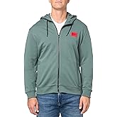 HUGO mens Regular Fit Square Logo Jersey Hooded Zip Up Sweatshirt