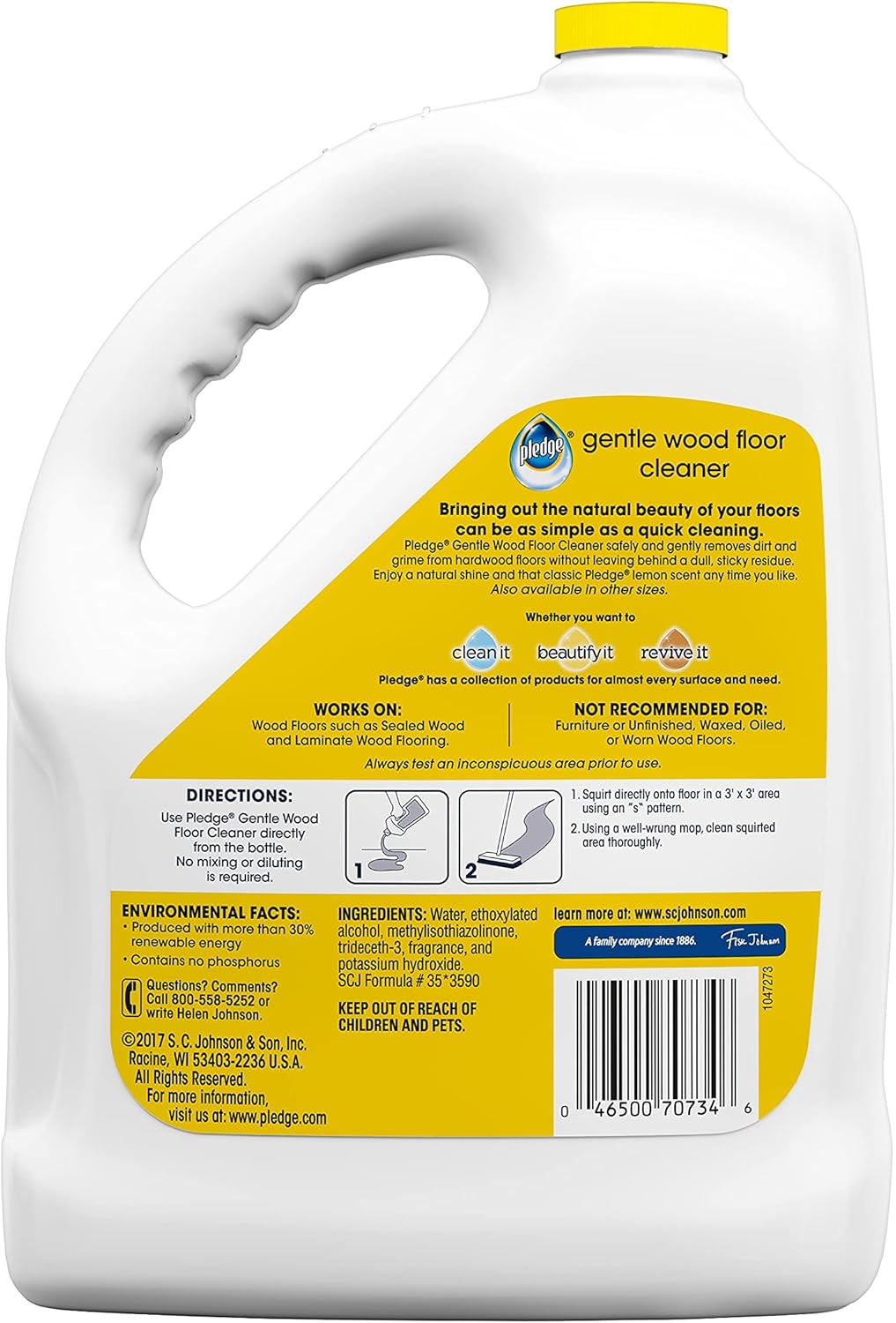 Pledge Wood Floor Cleaner Liquid, Shines Hardwood, Removes Dirt, Safe and Gentle, Lemon, 1 Gallon: Health & Personal Care