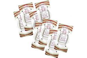BANBERRY DESIGNS Chrome Vinyl Coated Plate Hanger 3 to 5 Inch Plate Hanger Set of 8 hangers - includes Hanging Hook and Nail
