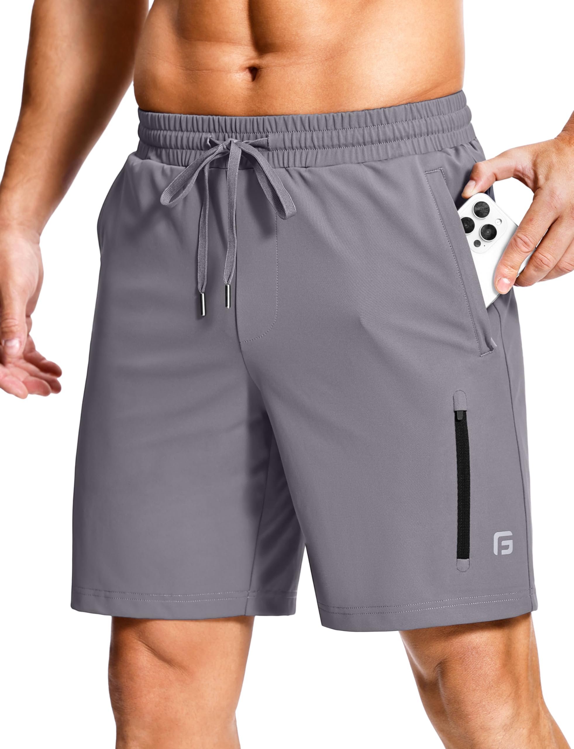 Men's Workout Shorts with Zipper Pockets 7 Inch
