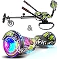 SISIGAD Scooter Seat Attachment, 6.5'' Self Balancing Scooters Go Kart with Bluetooth and LED Lights, D Green+Green