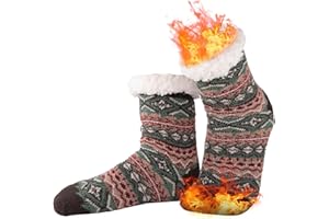 COOVAN Mens Fuzzy Slipper Socks Warm Winter Cozy Fluffy Cabin Thermal Fleece Soft Comfy Thick Non Slip Home Socks