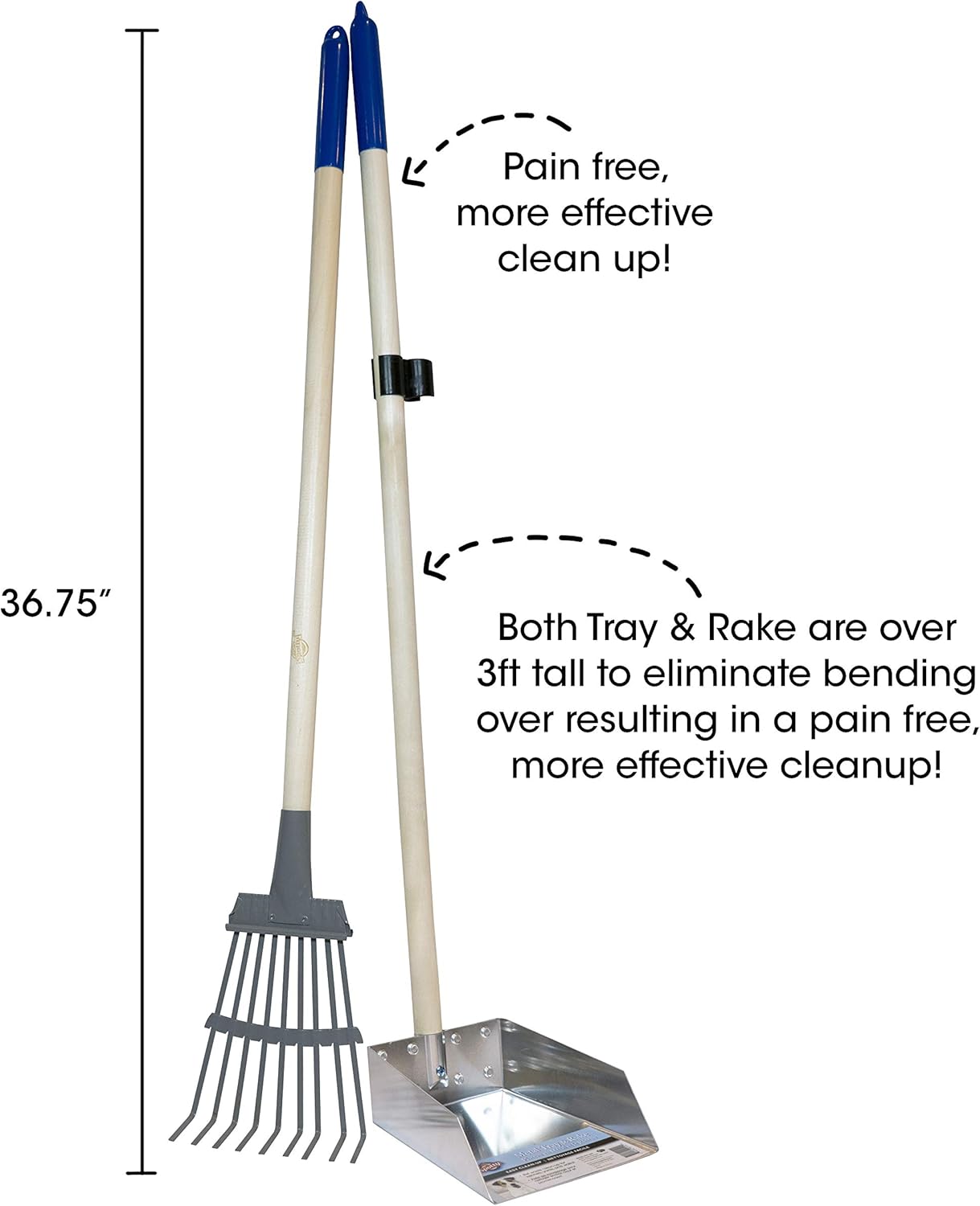 Spotty Solid Wood Handled Metal Poop Tray with Rake Pooper Scooper 36