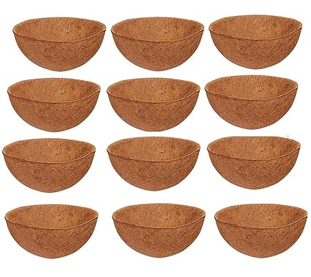 COIRGARDEN-Coco Fiber Liner- Hanging Basket POTS - Flower Box Liners -Coir Basket Liner 12 INCH - 12 Pieces