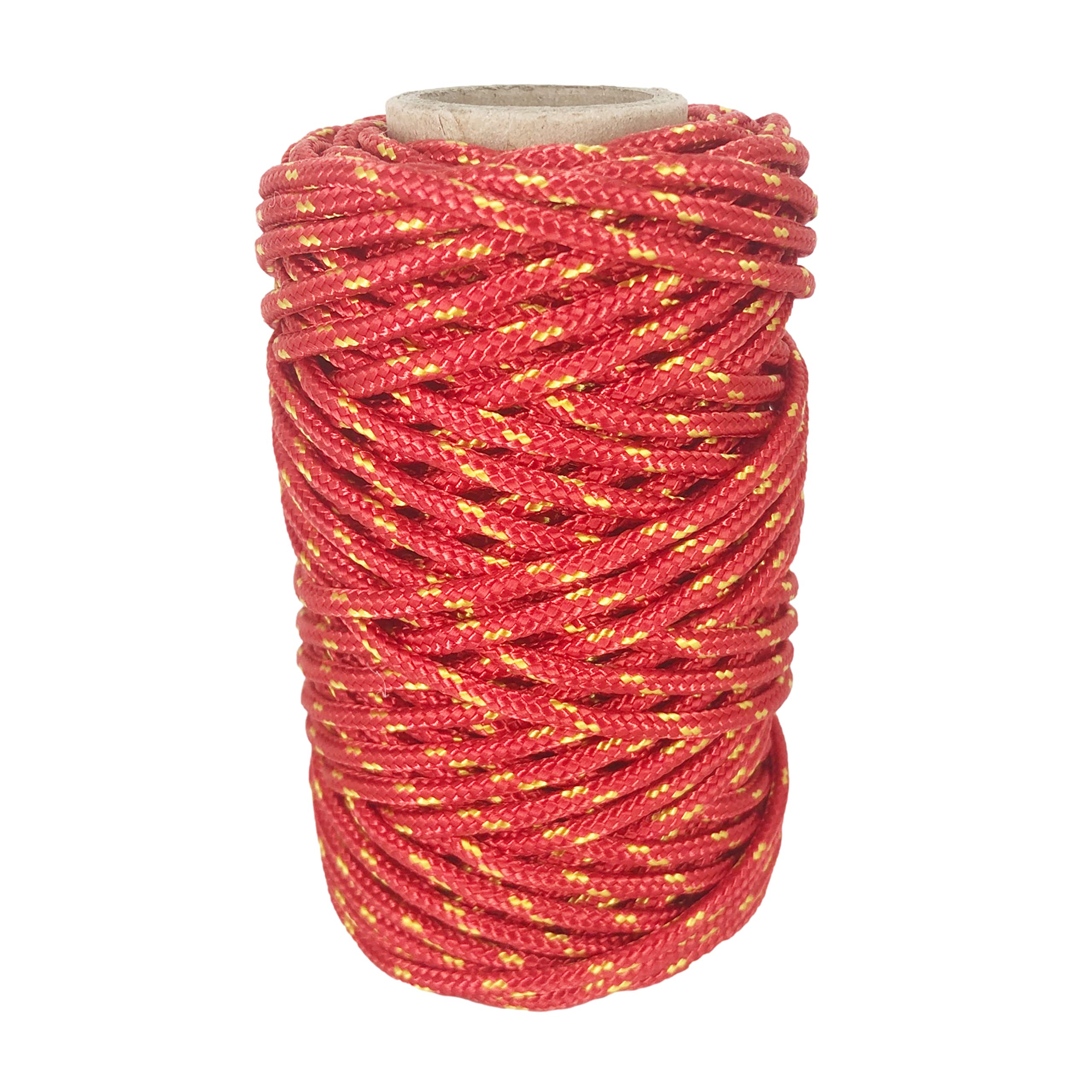 Polyester Cord 3mm * 25m. Craft rope, Versatile Paracord Made in Spain, for Outdoor, Garden and DIY. Red with Yellow