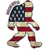 IMPERIAL VIBES - Bigfoot American Flag Sasquatch Rock on Sticker - Vinyl Decal for Notebook – Waterproof Sticker for Waterbottle – Indoor Outdoor Use - Decal for Car, SUV and Motorbike- 2 Pack -Imp 94