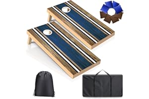 FESHIR Cornhole Boards Set - Regulation Size 4x2/3x2ft Solid Wood Corn Hole Game Set with 8 Bean Bags and 2 Cornhole Boards - Perfect for Outdoor Game