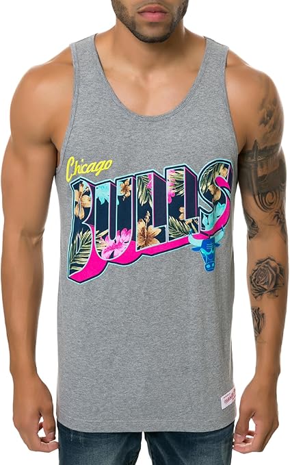 Mitchell & Ness Men's Chicago Bulls Hawaiian Tank Large Heather Gray at Amazon Menâs Clothing store