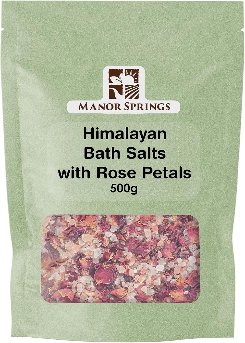 Manor Springs Himalayan Bath Salts with Rose Petals 500g Natural Relaxation