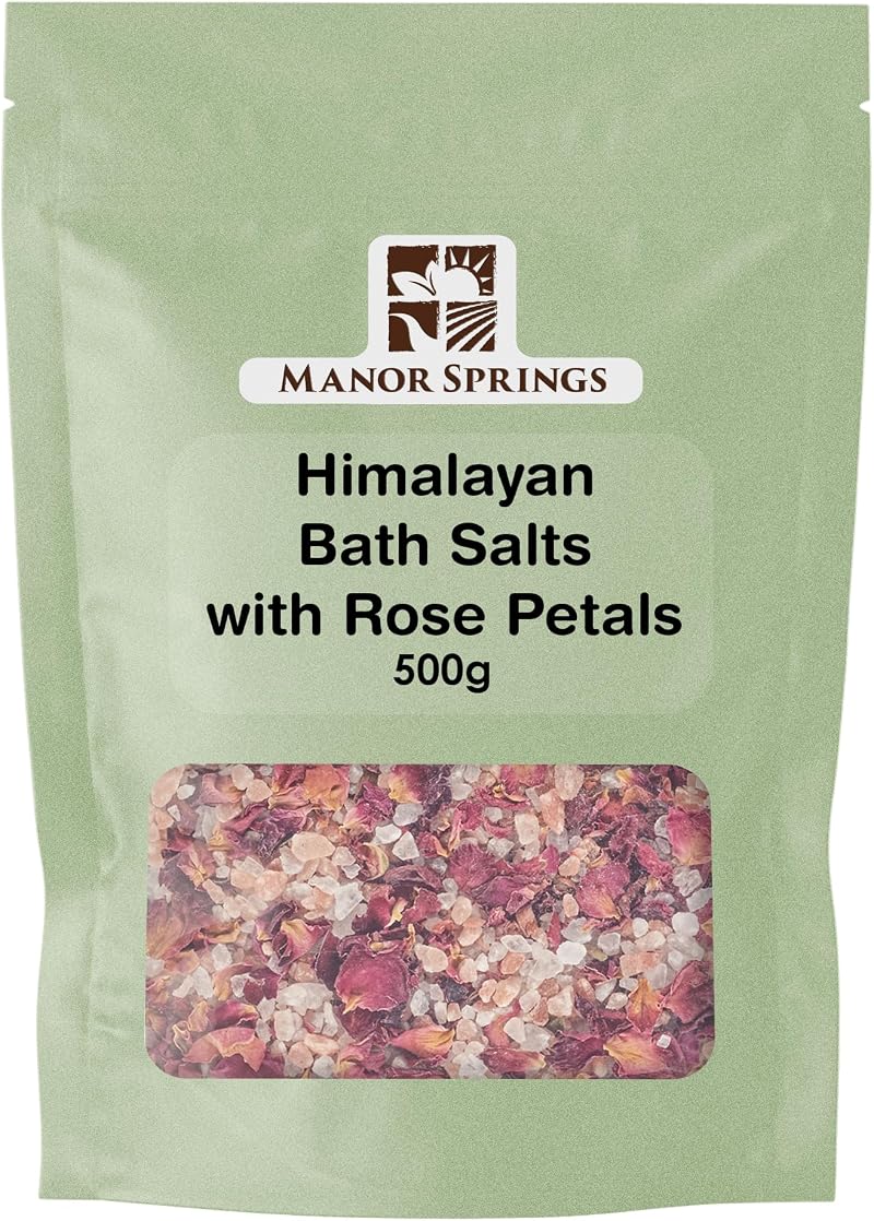 Manor Springs Himalayan Bath Salts with Rose Petals 500g Natural Relaxation
