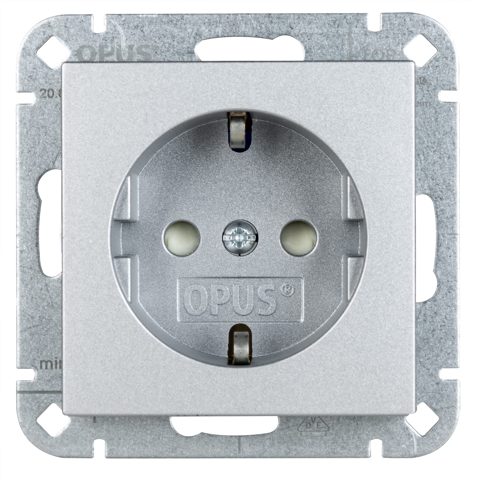 OPUS® 55 Protective Contact Socket Premium with Touch Protection Colour Aluminium Silver Silky Gloss