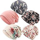 SATINIOR 5 Pieces Women's Slouchy Beanie Chemo Hat Stretch Cancer Head Wraps Sleep Head Scarf for Cancer Patient