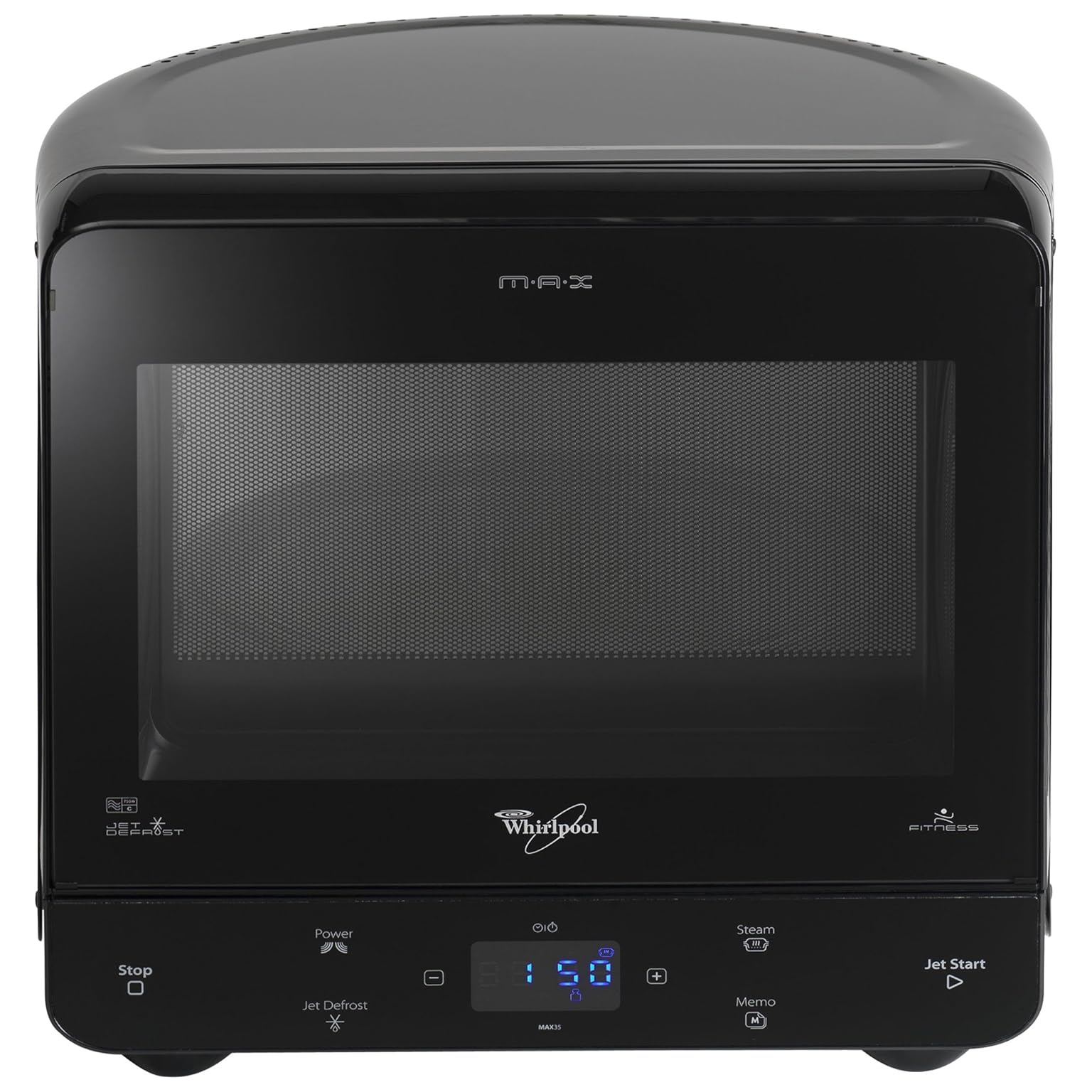 Black Whirlpool Max Microwave with Steam Function