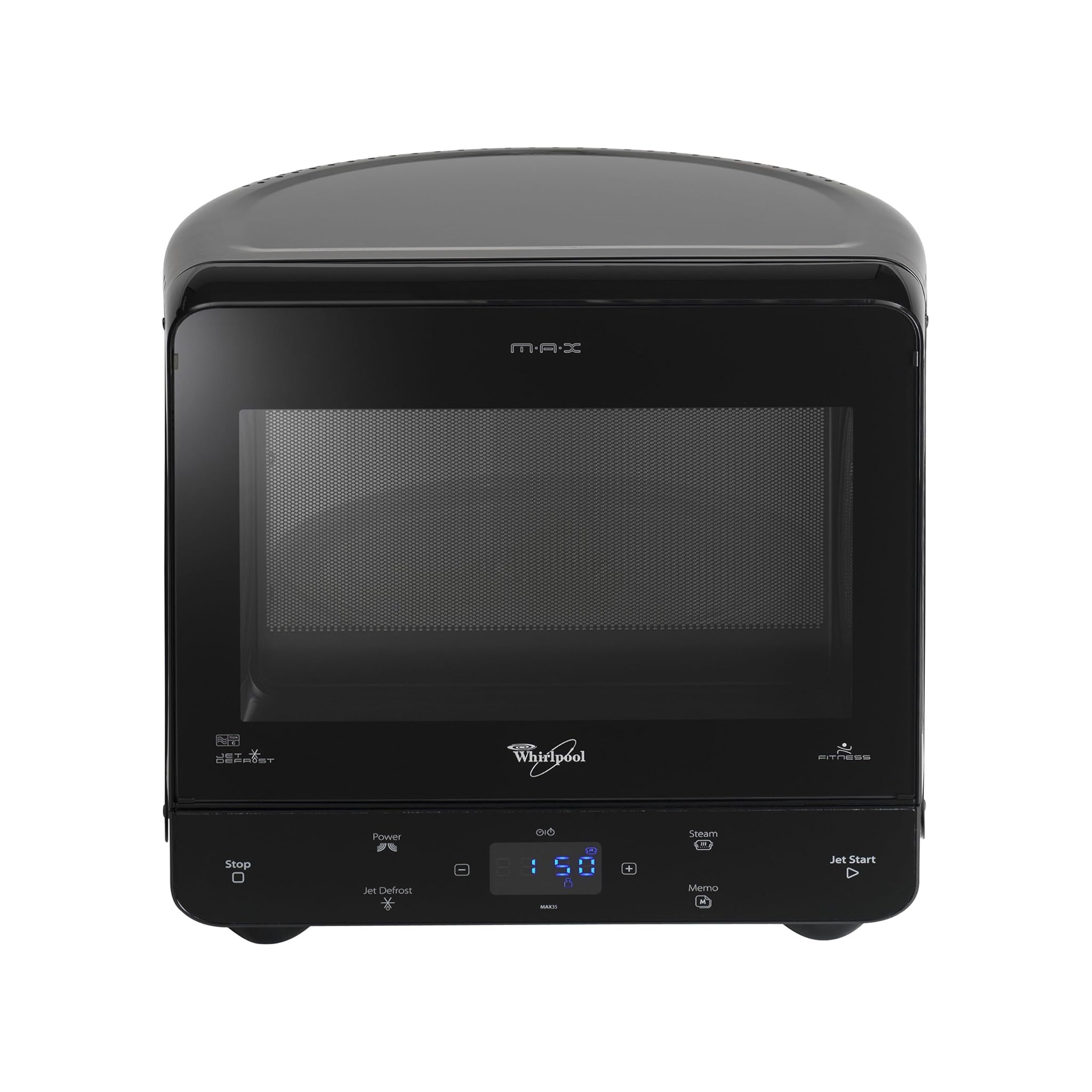 Black Whirlpool Max Microwave with Steam Function