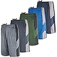 5 Pack Men's Active Quick Dry Fit Shorts - Athletic Running Gym Workout Casual Shorts with Pockets Bulk