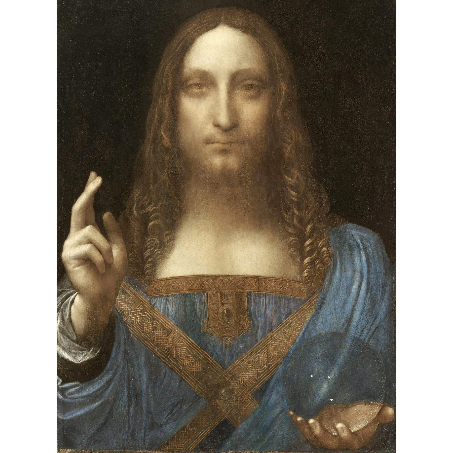 Da Vinci Salvator Mundi World Saviour Jesus Painting Premium Wall Art Canvas Print 18X24 Inch