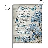 Dyrenson Blue Agapanthus Africanus Memorial Decorative Garden Flag, African Lily My Mind Still Talks to You Yard Outside Home Decoration, Butterfly Cemetery Outdoor Small Decor Double Sided 12 x 18