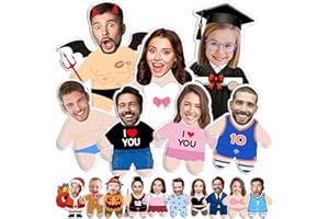 Custom Face Pillow Cute Personalized Photo Plush Doll - 3D Double-Sided Head Body Shaped Pillow for Sofa Decor, Gift for Coup