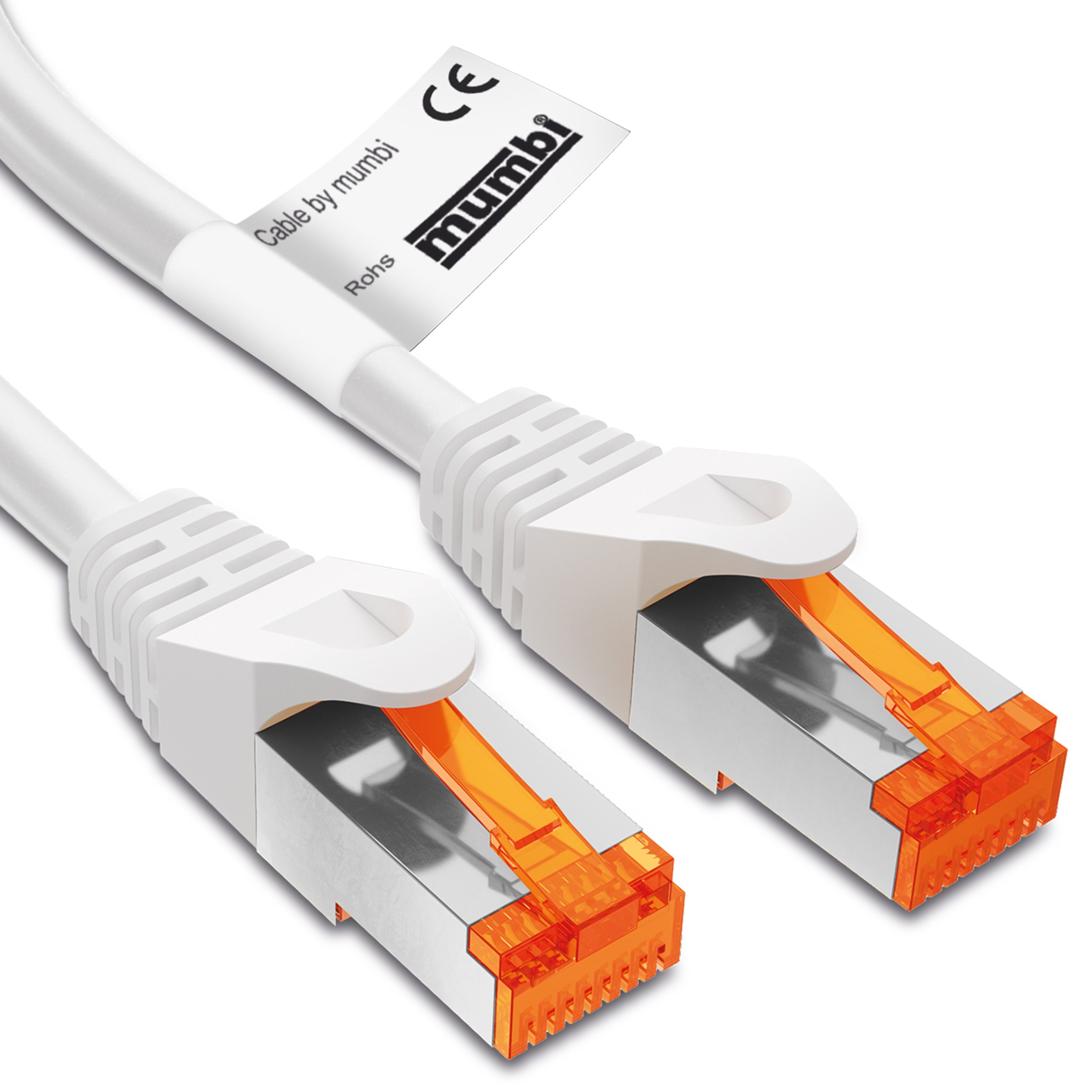 mumbi Ethernet LAN Network Cable White 100cm